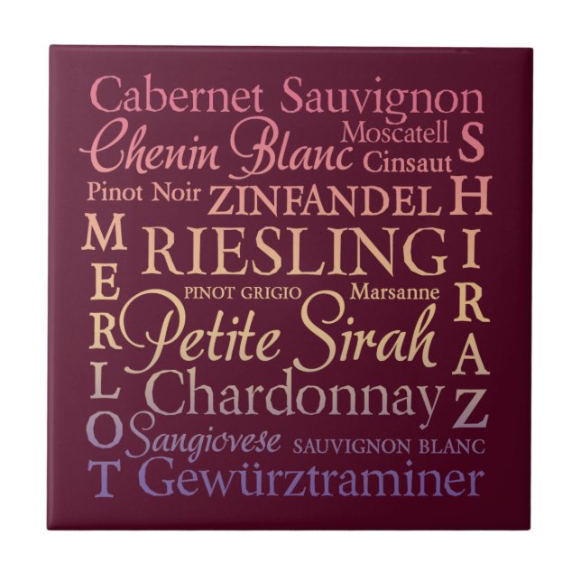 Wein Varietals dekorative Keramik-Fliese Fliese (Vorderseite)