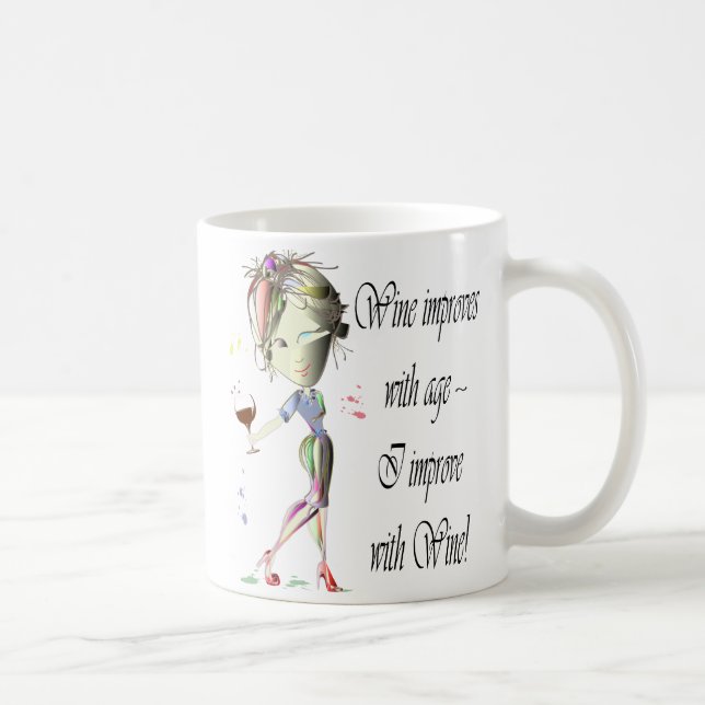 Wein verbessert mit Alter, humorvolle Kaffeetasse (Rechts)