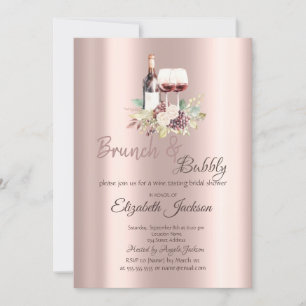 Wein verkostet Trauben Roségold Brunch & Blubberbr Einladung