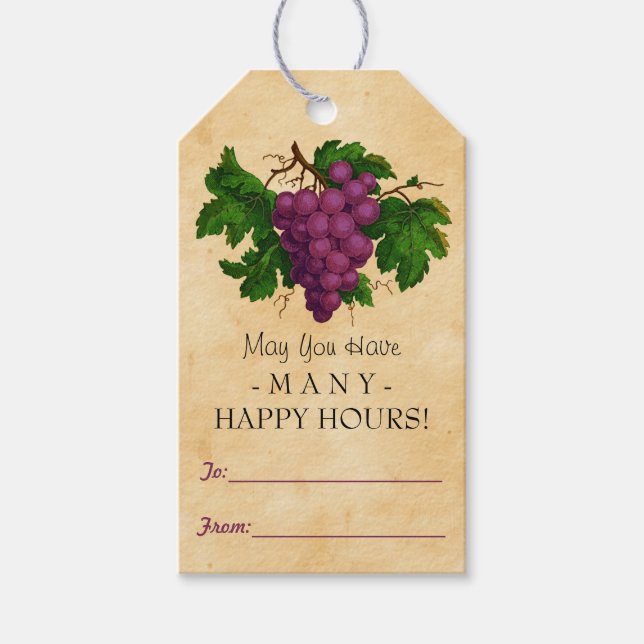 Wein Vintage Trauben Geschenk Gefallen Personalisi Geschenkanhänger (Vorderseite)