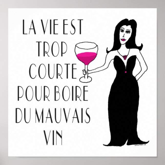 Wein Vixen Einfach französisches Sprichwort Wicker Poster (Vorne)