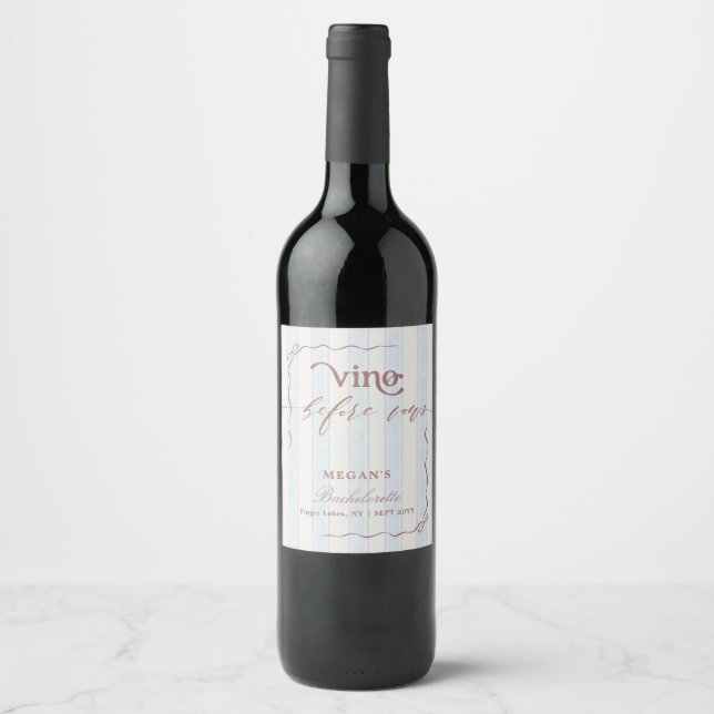 Wein vor dem Gelübde Drehbuch Junggesellinnenabsch Weinetikett (Vorderseite)