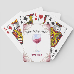 Wein vor Gelübden marineblau und rosa Brautparty Spielkarten