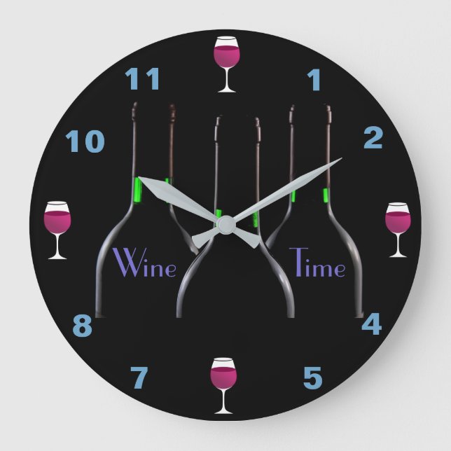 Wein-Zeit-Küchen-Uhr Große Wanduhr (Vorderseite)