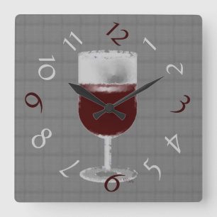 Wein-Zeit Quadratische Wanduhr