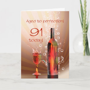 Wein zum 91. Geburtstag Karte