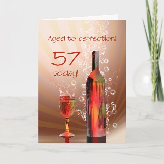 Wein zum Mitnehmen 57. Geburtstag Karte (Vorderseite)