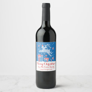 Weinaufkleber des blauen Rotes des Weihnachtsrens Weinetikett