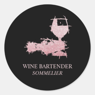Weinbarkeeper Sommelier Kellnerin Roségold Runder Aufkleber