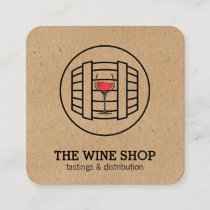 Weinbarrel & Glass Sommelier Quadratische Visitenkarte