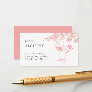 Weinbaukarton Champagner Retro Brautparty Register Begleitkarte