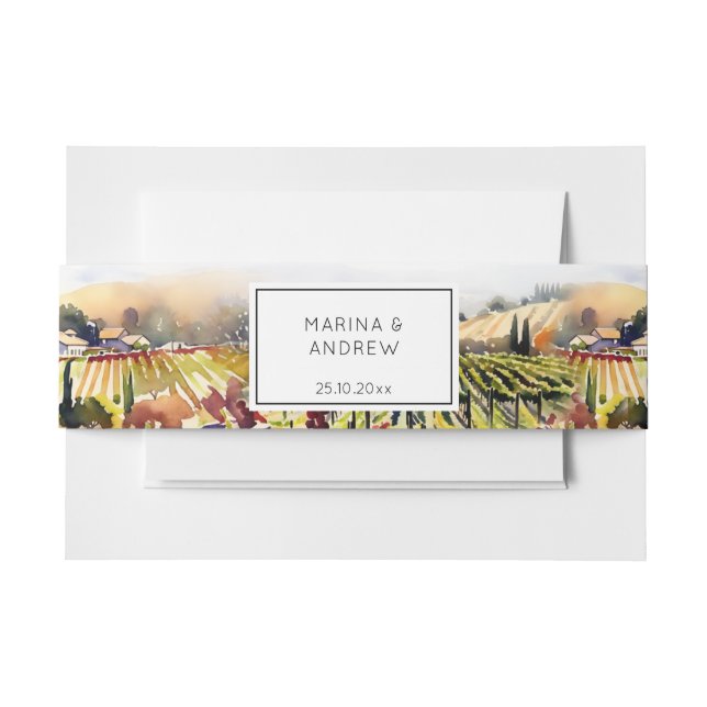 Weinberg Napa Tal Hochzeit Aquarellplatz Einladungsbanderole (Vorderseite Beispiel)