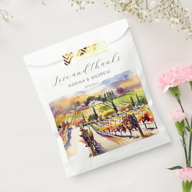 Weinberg Napa Valley Hochzeit Wasserfarbe Dank Geschenktütchen (Versiegelt)