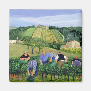 Weinberg-Oliven und Sonnenblumen Magnet