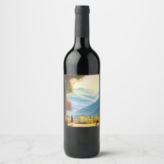 Weinberg, Sommer, gemütlich, С komfortabel Weinetikett