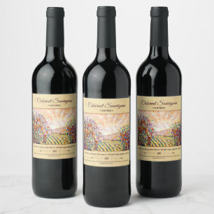 "Weinberg Sunset" - individualisierbares Weinlabel Weinetikett
