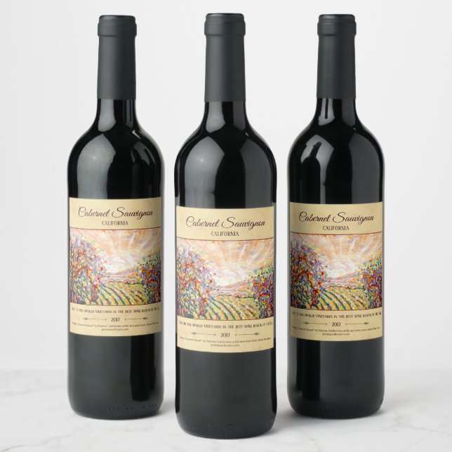 "Weinberg Sunset" - individualisierbares Weinlabel Weinetikett (Flaschen)