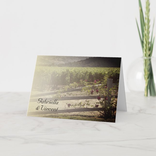 Weinberg- und Rose-Zaun-Hochzeit Einladung (Vorderseite)
