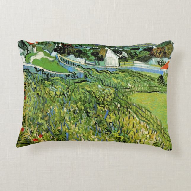 Weinberge mit Blick auf Auvers von Vincent van Gog Dekokissen (Rückseite)
