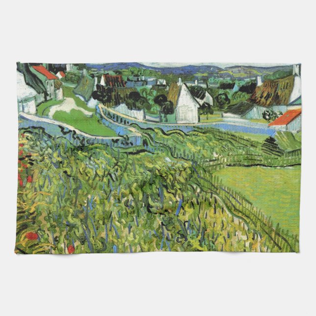 Weinberge mit Blick auf Auvers von Vincent van Gog Geschirrtuch (Horizontal)