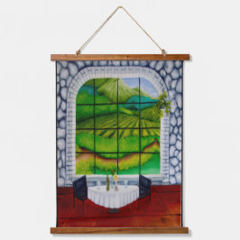 Weinbergfenster Wandteppich Mit Holzrahmen