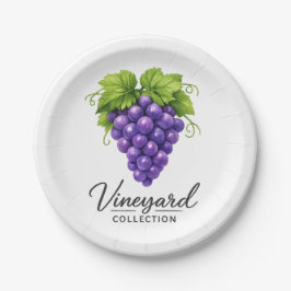 Weinbergs-Trauben-Rustikale-Papier-Tellerparty Pappteller