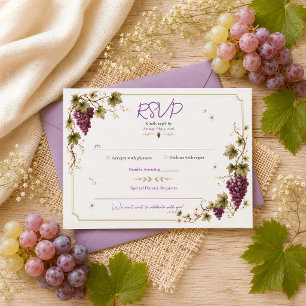 Weinbergslila Trauben Elegante Zeitlose Wasserfarb RSVP Karte
