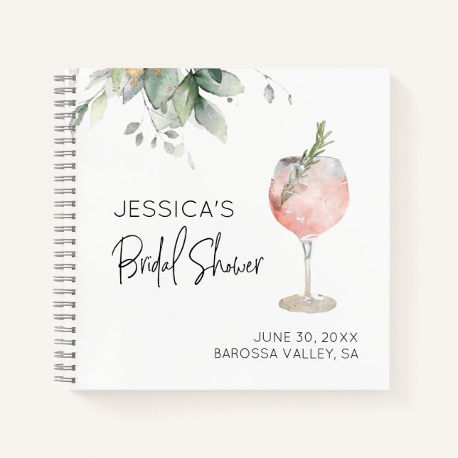 Weincocktail Pink Brautparty Gästebuch Notizbuch (Vorderseite)