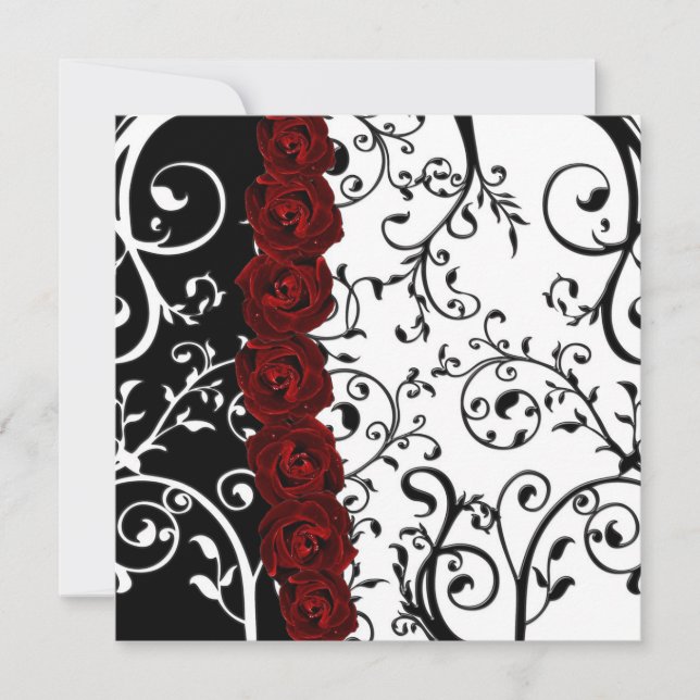 WeinDamast und Rose Hochzeit Einladung (Vorderseite)