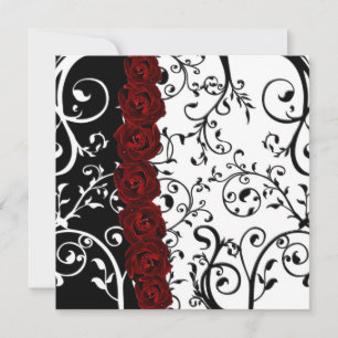WeinDamast und Rose Hochzeit Einladung