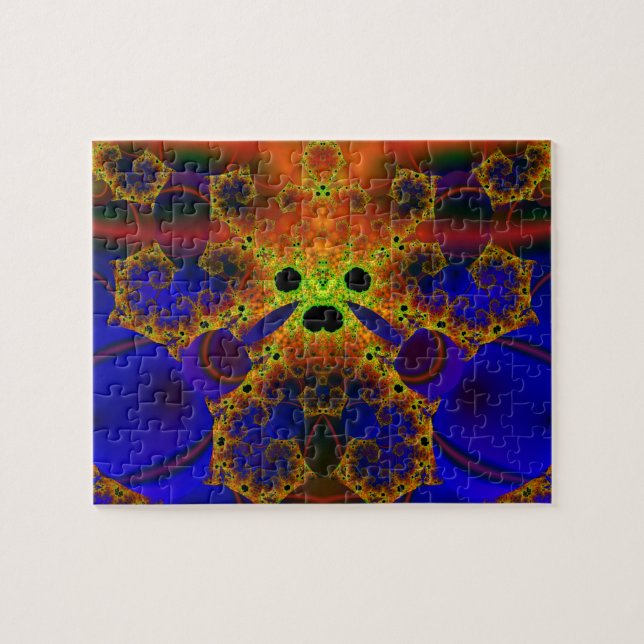 Weine | Fraktal Blau und Gelb Art (Horizontal)