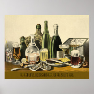 Weine, Liquoren und Bier Poster
