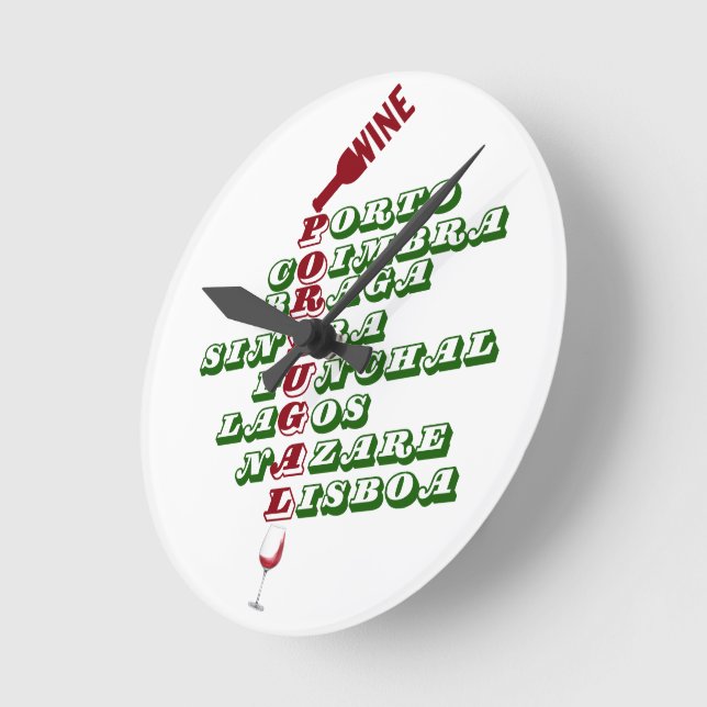 Weine Portugals Weinfauer Runde Wanduhr (Winkel)