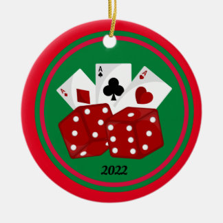 Weine und Karten Casino Keramik Ornament