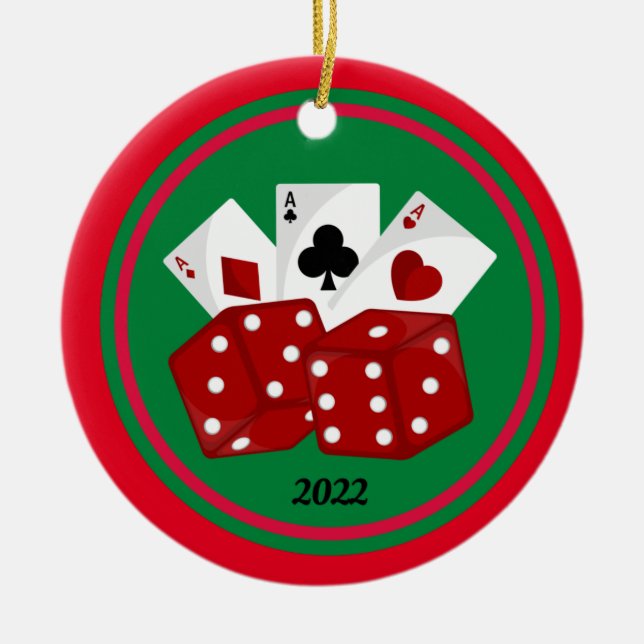 Weine und Karten Casino Keramik Ornament (Vorne)