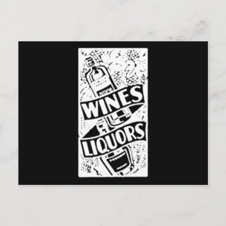 Weine und Liquors weiß Postkarte
