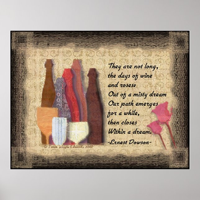 Weine und Rose Art Gedicht Poster (Vorne)