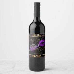 Weine 🍷 und süße Lippen - Lila - Marmor Weinetikett