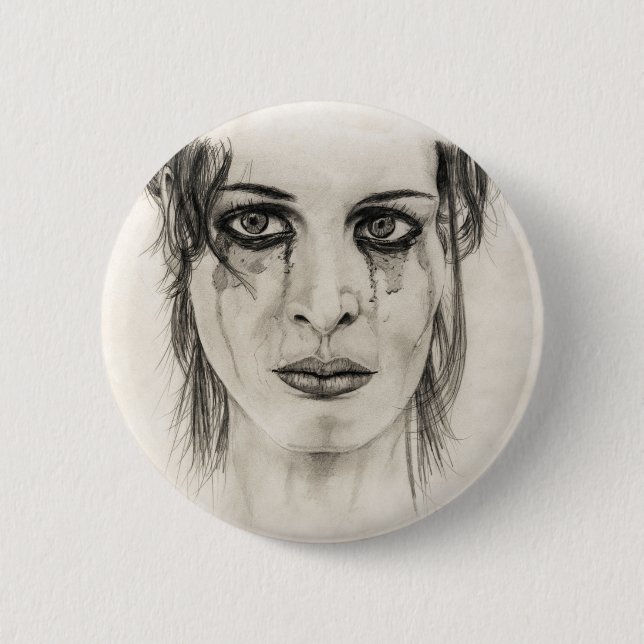 Weine - Zeichnend in Bleistift Button (Vorderseite)