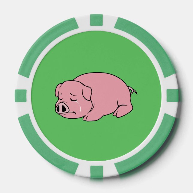 Weinen Rosa Schweinekarte Tasse Pillow Button Pokerchips (Vorderseite)
