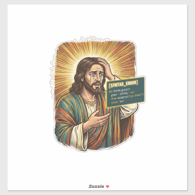 weinender Jesus Syntaxfehler Codierung Programmier Aufkleber (Blatt)