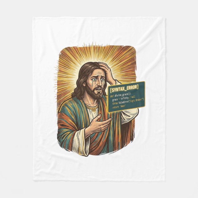 weinender Jesus Syntaxfehler Codierung Programmier Fleecedecke (Vorderseite)
