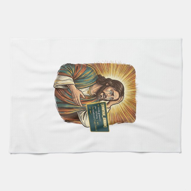 weinender Jesus Syntaxfehler Codierung Programmier Geschirrtuch (Horizontal)