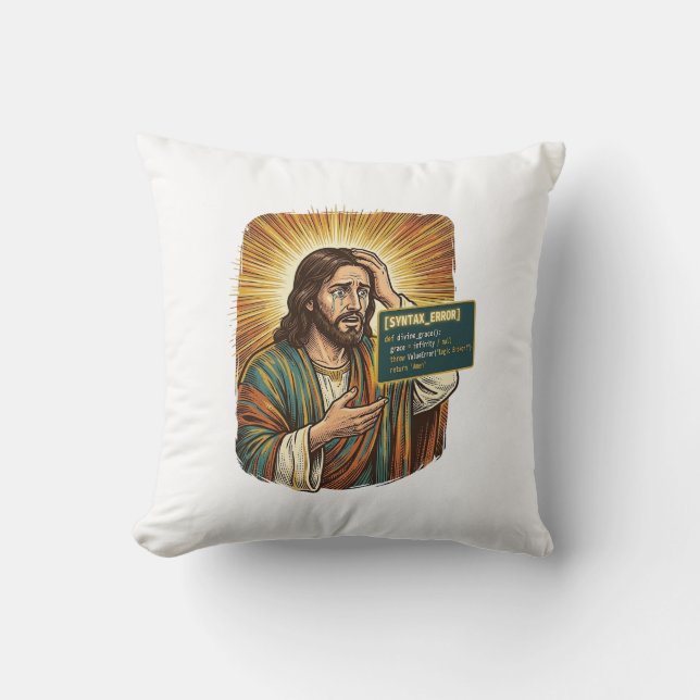 weinender Jesus Syntaxfehler Codierung Programmier Kissen (Vorderseite)
