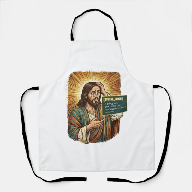 weinender Jesus Syntaxfehler Codierung Programmier Schürze (Vorderseite)