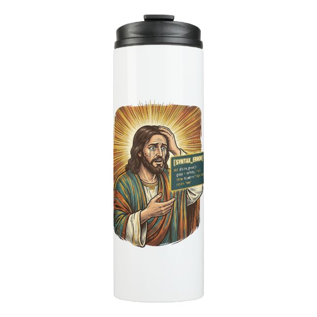 weinender Jesus Syntaxfehler Codierung Programmier Thermosbecher (Vorderseite)