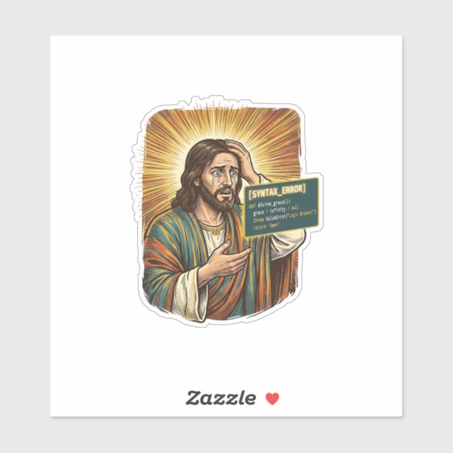 weinender Jesus Syntaxfehler Codierungsprogrammier Aufkleber (Blatt)