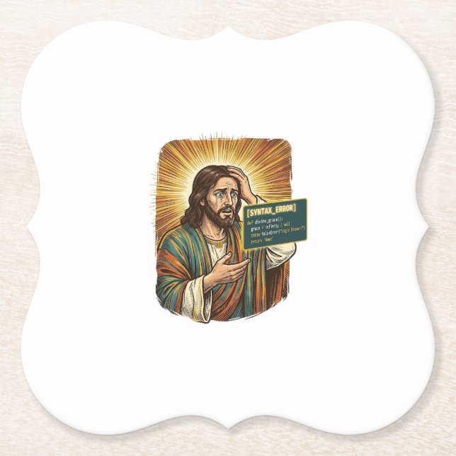 weinender Jesus Syntaxfehler Codierungsprogrammier Untersetzer (Vorderseite)