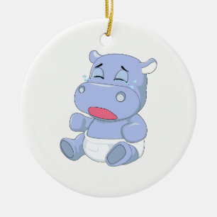 weinendes Baby-Flusspferd Keramikornament