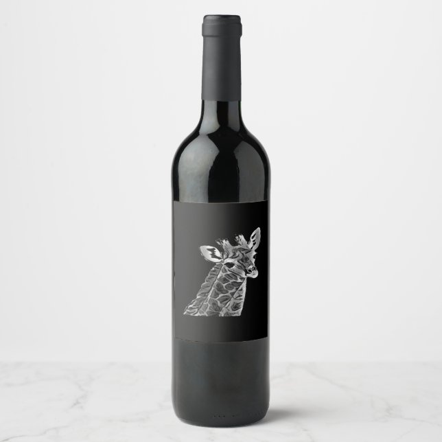 Weinetikett aus schwarz-weißer Giraffe (Vorderseite)